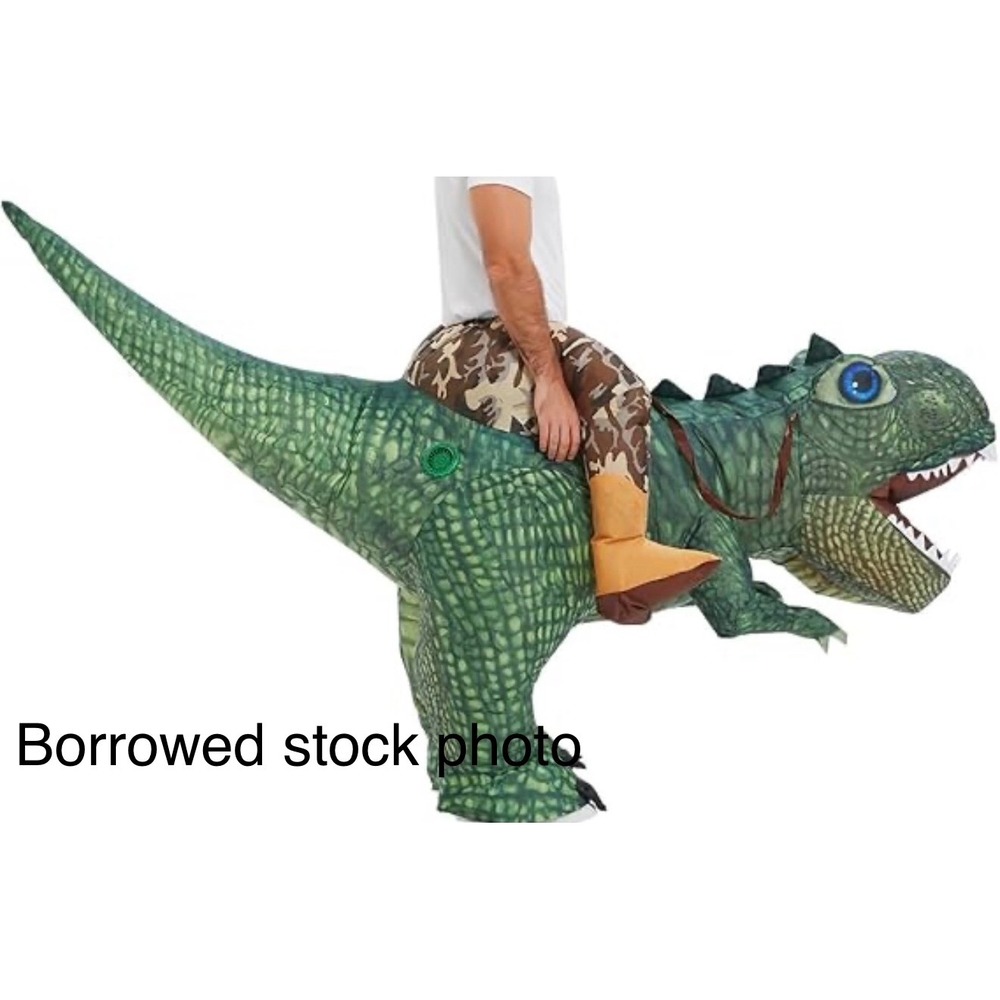 Inflatable T-Rex Dinosaur Costume Adult Ride On Camo Halloween Party Blow Up